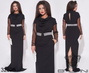 Оригинальное черное платье в пол с воротником хомут с 48 по 62 размер - 8389102 - SvitStyle