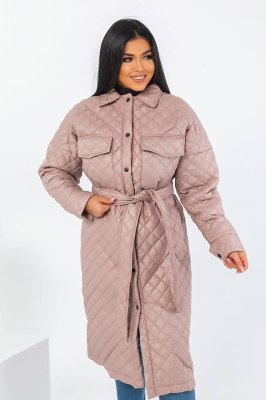 Молодіжне стюобане пальто на кнопках з поясом з 50 по 60 розмір - 8480168 - SvitStyle
