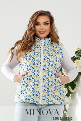 Стильна жіноча жилетка з квітковим принтом в стилі Прованс з кишенями з 50 по 56 розмір - 8599299 - SvitStyle