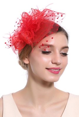 Унікальна жіноча червоний капелюшок з вуаллю і брошкою А-1111 - 6179783 - SvitStyle