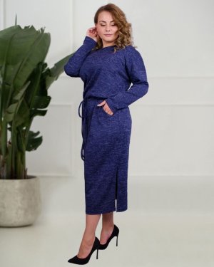 Трикотажне плаття Plus Size з розрізами. GR7011 Розмір: 50/52 - 8601220 - SvitStyle