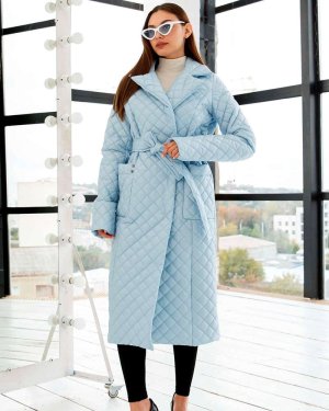 Демісезонне стьобане пальто на весну/осінь голубого кольору.PV285 - 8613497 - SvitStyle