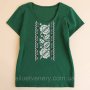 Вышитая зеленая женская футболка Цветы (7)