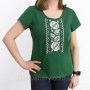 Вышитая зеленая женская футболка Цветы (6)