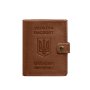 Шкіряна обкладинка-портмоне на паспорт з гербом України 25.1 Світло-коричнева (8)