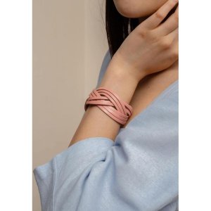 Шкіряний браслет косичка рожевий - 8441701 - SvitStyle