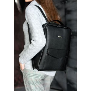Шкіряний жіночий міський рюкзак на блискавці Cooper чорний - 8536713 - SvitStyle