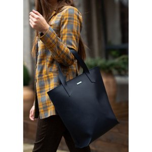 Шкіряна жіноча сумка шоппер D.D. темно синя - 8536783 - SvitStyle