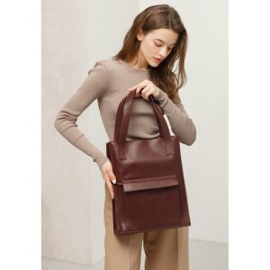 Шкіряна жіноча сумка шоппер Бетсі з кишенею бордова Краст - 8536970 - SvitStyle