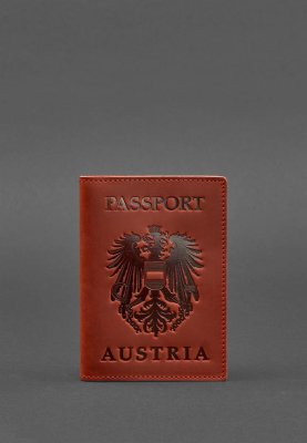 Шкіряна обкладинка для паспорта з австрійським гербом корал - 8550360 - SvitStyle