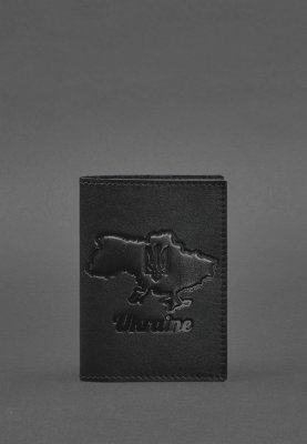 Шкіряна обкладинка для паспорта з мапою України чорний краст - 8550413 - SvitStyle