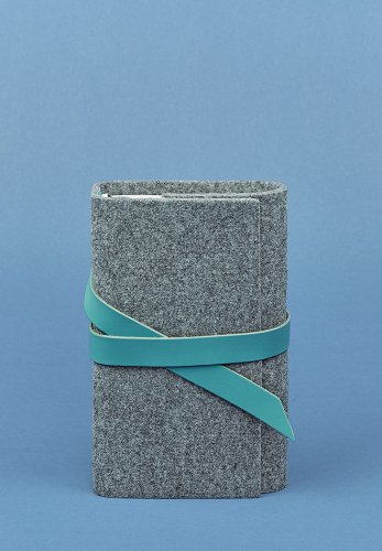 Фетровий жіночий блокнот (Софт-бук) 1.0 з шкіряними бірюзовими вставками - SvitStyle