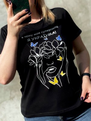 Патриотическая женская футболка с накатом Модель "1258" - 8415194 - SvitStyle