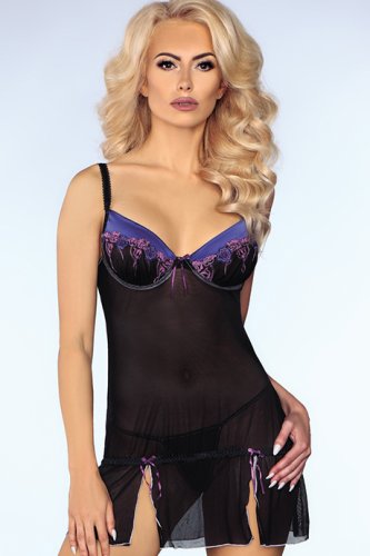 Комплект LivCo Corsetti Ebony Черно-сине-розовый - SvitStyle