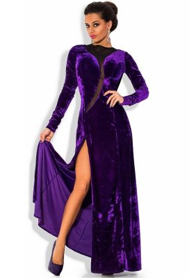 Оксамитове ексклюзивне вечірнє плаття фіолетового кольору - 7379345 - SvitStyle