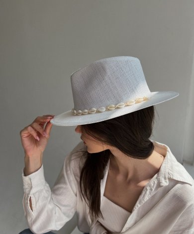 Капелюх літній жіночий з черепашками D.Hats колір білий - SvitStyle