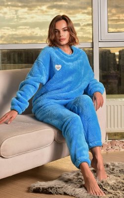 Піжама жіноча блакитна кофта та штани П811 - 8612849 - SvitStyle