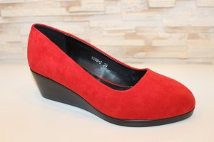 Туфлі жіночі червоні замшеві на танкетці Т1786 - 8613378 - SvitStyle