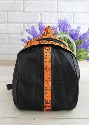 Рюкзак чорний жіночий з помаранчевими вставками код 7-936 - 8617464 - SvitStyle