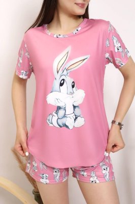 Пижама женская розовая футболка и шорты П882 - 8627734 - SvitStyle