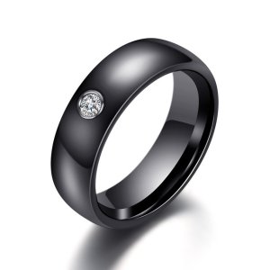 Керамічне жіноче чорне кільце з кристалом код 1654 18 - 8628279 - SvitStyle
