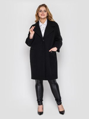 Пальто женское  свободного стиля Алсу черное - 8151734 - SvitStyle