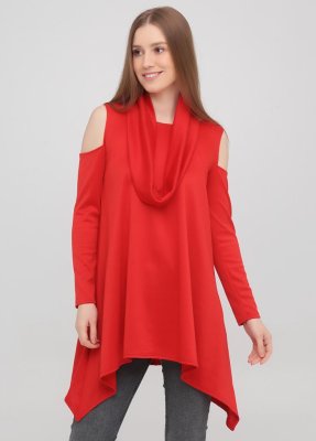 Жіноча туніка-сукня  з вирізами на плечах Подіум 23728-RED XS Червоний - 8581067 - SvitStyle