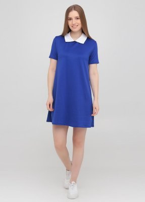 Жіноча сукня-трапеція з коміром Подіум 10582-BLUE XS Синій - 8581069 - SvitStyle