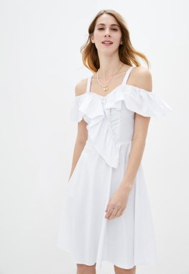 Літня сукня на бретелях з рюшами Подіум 25860-WHITE XS Білий - 8581491 - SvitStyle