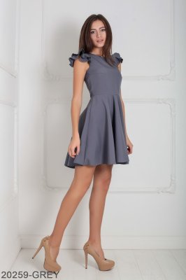 Асиметричне жіноче плаття з воланами на плечах Подіум 20259-GREY XS Сірий - 8582691 - SvitStyle