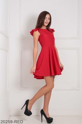 Асиметричне жіноче плаття з воланами на плечах Подіум 20259-RED XS Червоний - 8582692 - SvitStyle