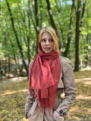 Шарф My Scarf однотонний кораловий кежуал бавовна - 8595159 - SvitStyle