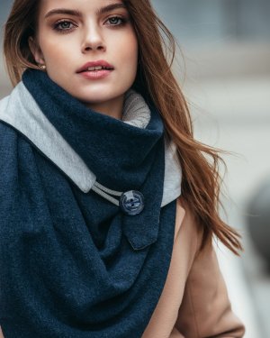 Шарф-бактус темно-синій "Единбург", жіночий шарф, великий жіночий шарф - 8491495 - SvitStyle