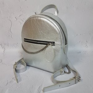 Рюкзак "Шайн" натуральная кожа, серебряный флотар - 8175200 - SvitStyle