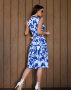 Синя квіткова сукня-халат без рукавів (3)