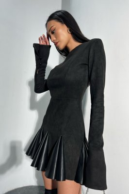 Оригінальна сукня з замші та вставками з еко-шкіри - 8613596 - SvitStyle