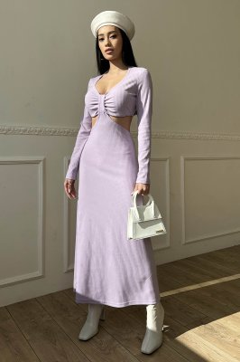 Жіноча сукня в рубчик з фігурним ліфом - 8613719 - SvitStyle