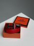 Ремінь Hermes Leather Belt Red Silver (2)