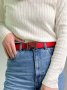 Ремінь Hermes Leather Belt Red Silver (6)