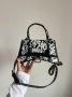 Сумка Balenciaga Hourglass Small Handbag Graffiti in Black (8)