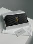 Гаманець Saint Laurent Plain Leather Long Wallet Black Gold (3)