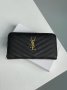 Гаманець Saint Laurent Plain Leather Long Wallet Black Gold (7)