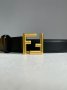 Ремінь Fendi Black Gold Leather Belt (8)