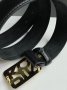 Ремінь брендовий Text Leather Belt Black Gold (4)