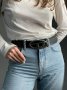 Ремінь брендовий Slim Glittery Belt With Oval D Buckle Silver (9)