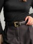 Ремінь брендовий Cassandre Belt With Square Buckle Black Gold (10)