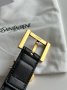 Ремінь брендовий Cassandre Belt With Square Buckle Black Gold (5)