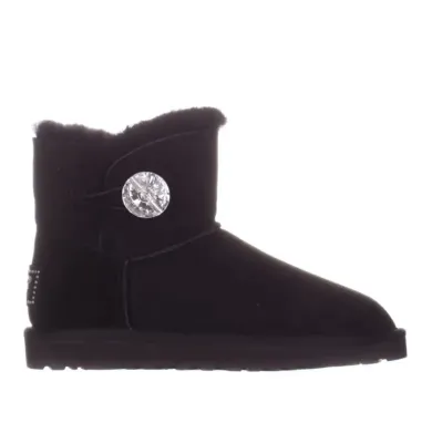 UGG Mini Bailey Button Bling Уггі жіночі короткі чорні - SvitStyle