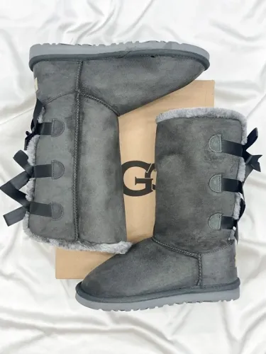 UGG Bailey Bow Gray (рр 36-41) Розпродаж! - SvitStyle