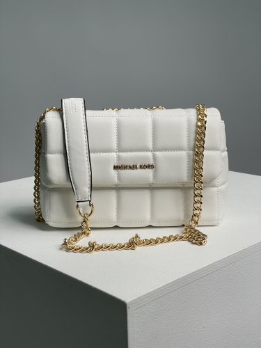 Michael Kors SoHo Small Quilted Leather Shoulder Bag White - SvitStyle